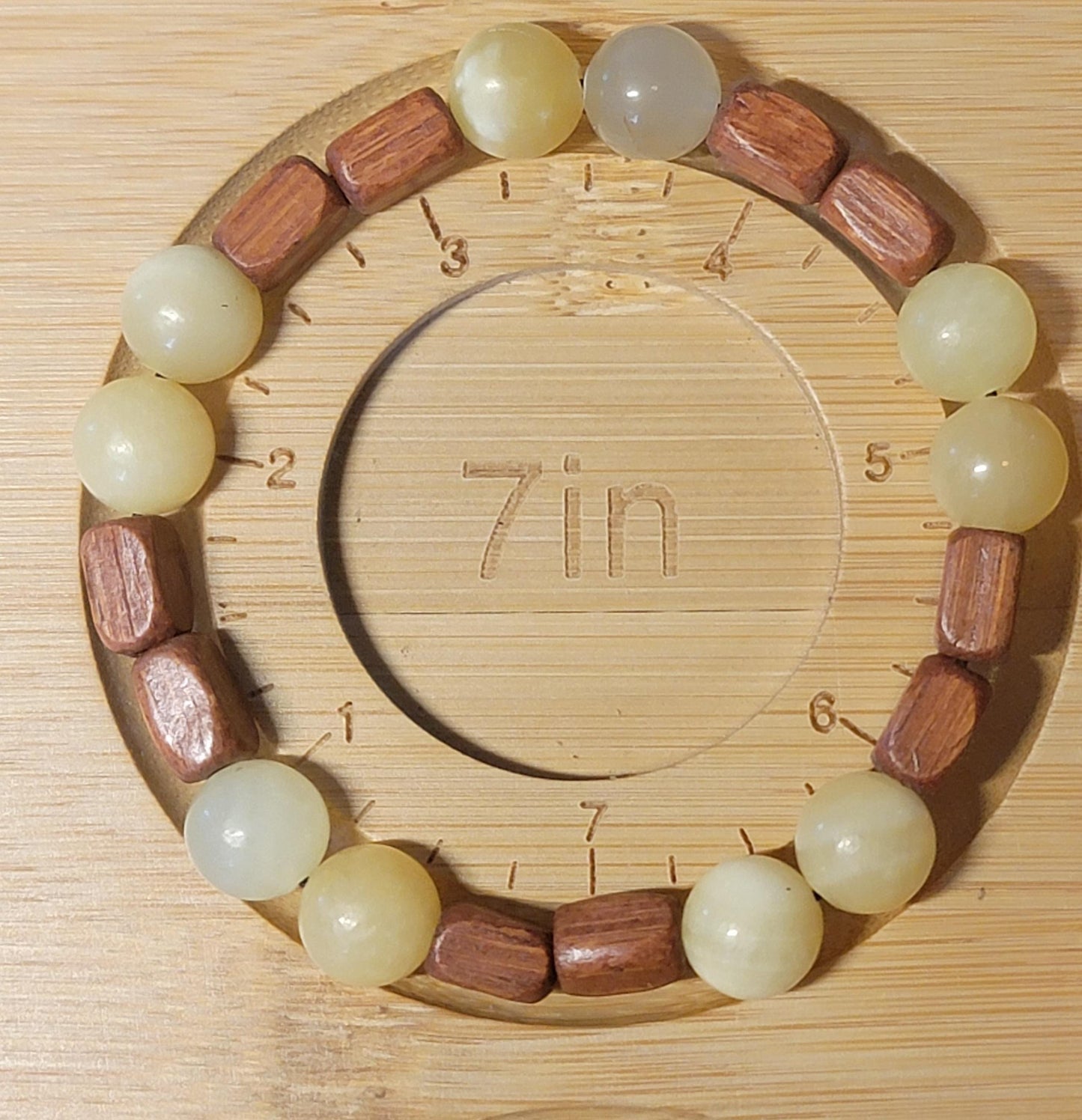 Wood & Yellow Jade Gemstone Stretch Bracelet - LifeLoveInspired