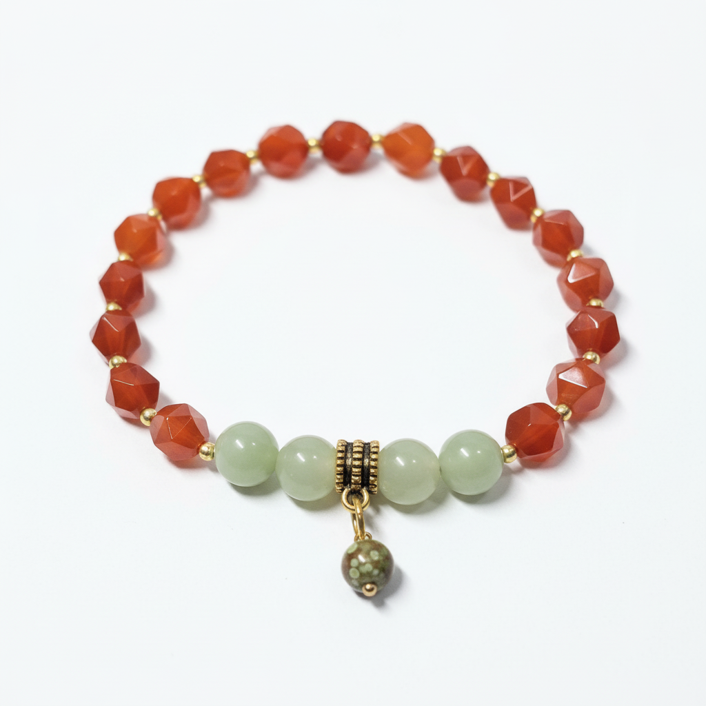 Faceted Carnelian & Jasper Drop
