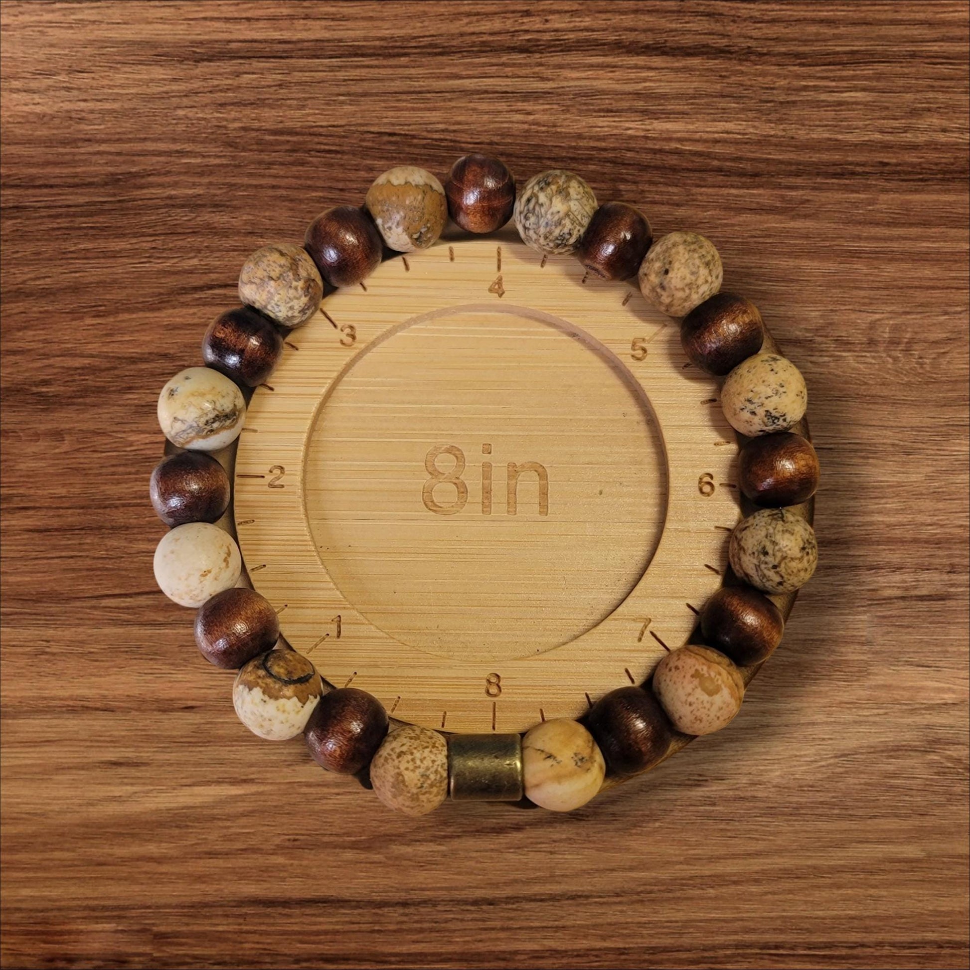 Wood & Jasper Gemstone Stretch Bracelet - LifeLoveInspired