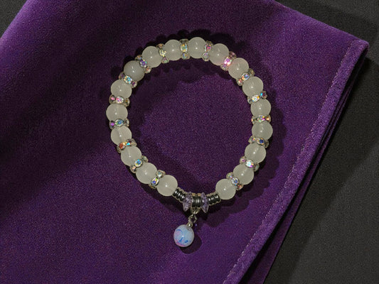 Selenite and Sparking gemstone with opal charm - LifeLoveInspired