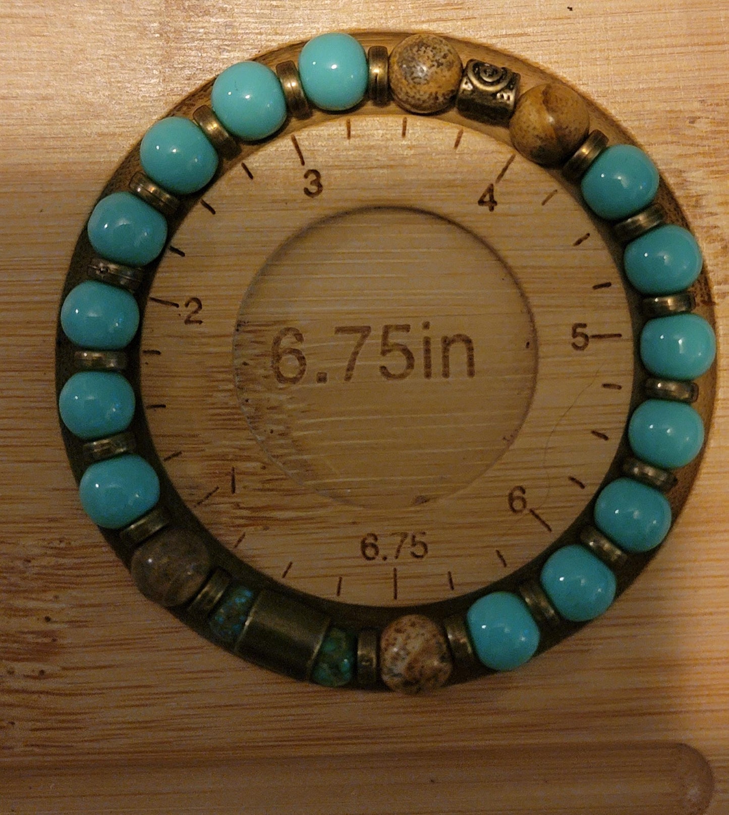 Turquoise and Jasper gemstone bead stretch bracelet. - LifeLoveInspired