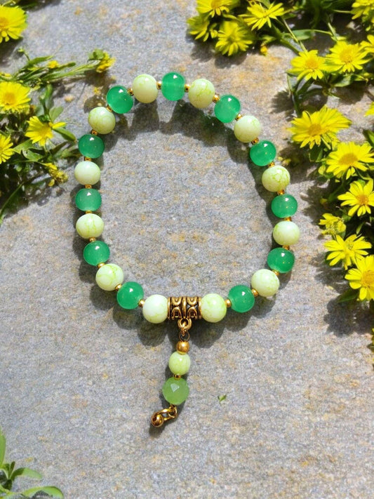 Lime Glass & Aventurine Stretch Bracelet - LifeLoveInspired