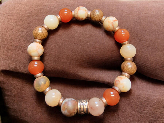 Hand crafted Jasper stretch bead gemstone bracelet. - LifeLoveInspired