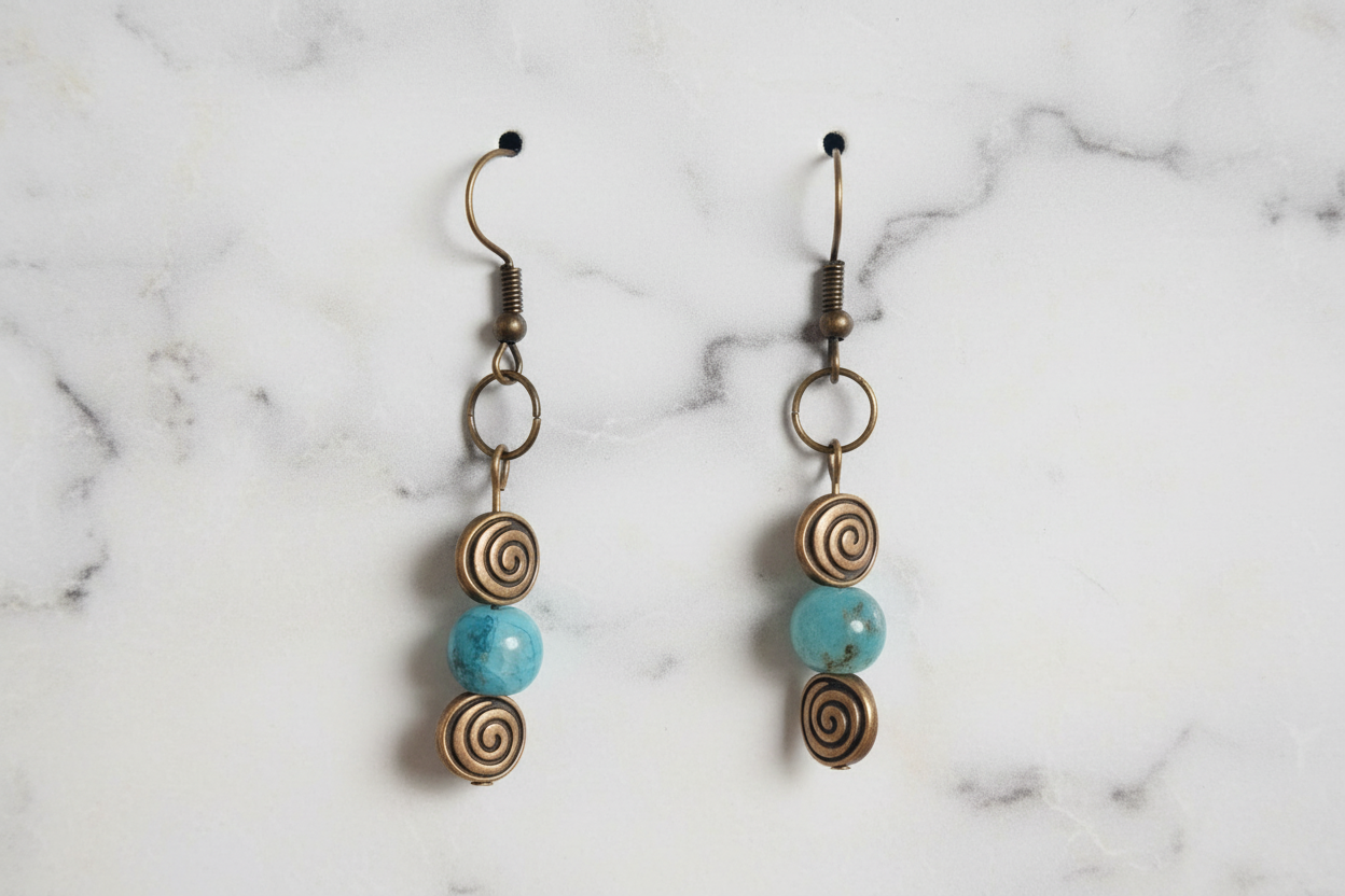 Turquoise & Bronze Spiral