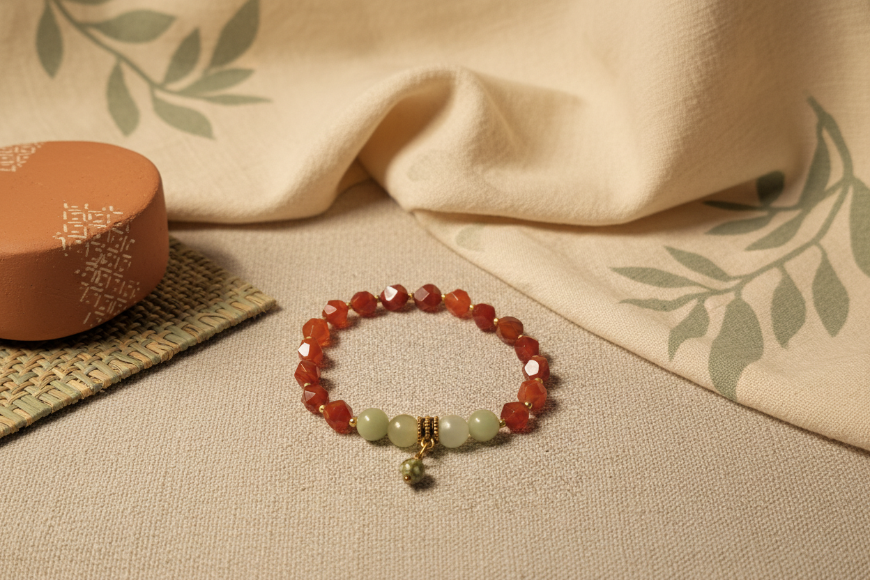 Faceted Carnelian & Jasper Drop