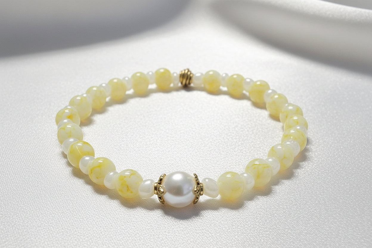 Yellow Agate & Pearl